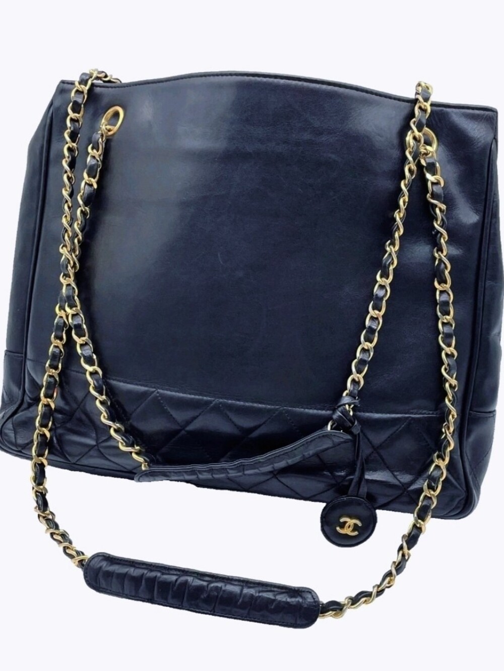 Authentic CHANEL Matelasse Black Leather Gold Hardware Chain Shoulder Bag